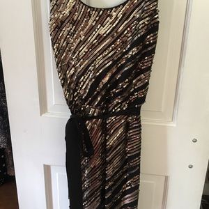 Express Gold & Black sparkly dress